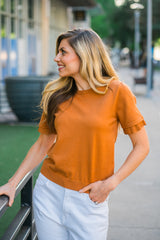 Brielle Ruffle Sleeve Top (Curvy)