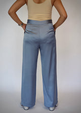 Foldover Waist Satin Dress Pants