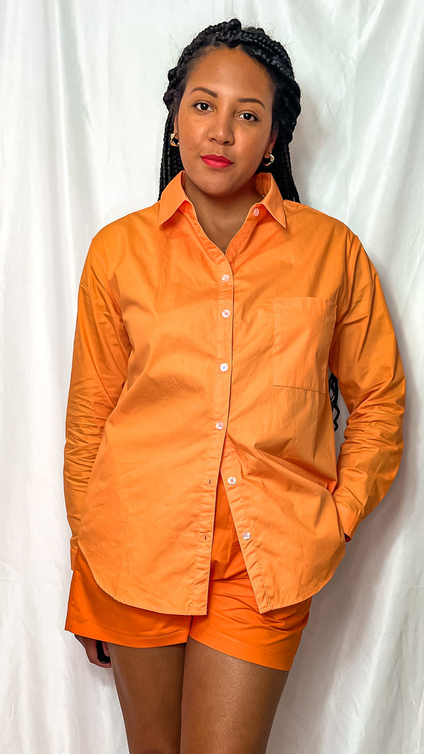 Olivia Button Down Shirt (Orange)