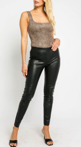 Laney Faux Leather Bodysuit