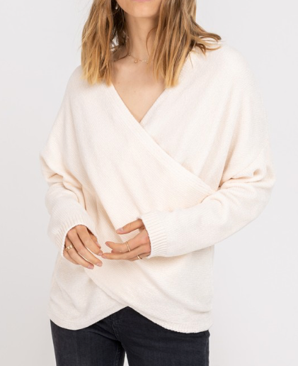 Kris Cross Chenille Sweater in Cream | Final Sale